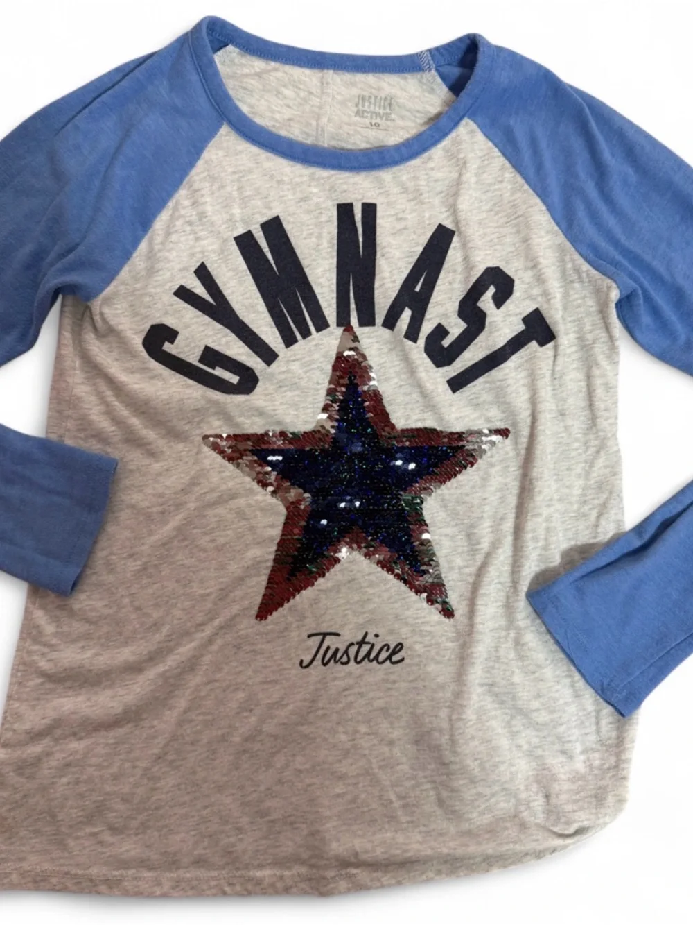Justice Active Gymnast Reversible Sequin Star Top - Girls Size 10 Gymnast